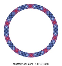 Circle borders and frames vector. Round border pattern geometric vintage frame design. Scottish tartan plaid fabric texture. Template for gift card, collage, scrapbook or photo album and portrait.
