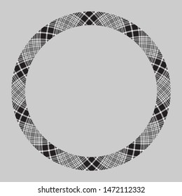 Circle borders and frames vector. Round border pattern geometric vintage frame design. Scottish tartan plaid fabric texture. Template for gift card, collage, scrapbook or photo album and portrait.
