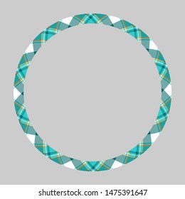 Circle borders and frames vector. Round border pattern geometric vintage frame design. Scottish tartan plaid fabric texture. Template for gift card, collage, scrapbook or photo album and portrait.
