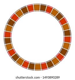 Circle borders and frames vector. Round border pattern geometric vintage frame design. Scottish tartan plaid fabric texture. Template for gift card, collage, scrapbook or photo album and portrait.
