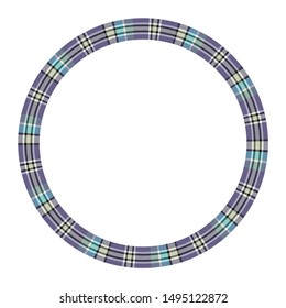 Circle borders and frames vector. Round border pattern geometric vintage frame design. Scottish tartan plaid fabric texture. Template for gift card, collage, scrapbook or photo album and portrait.
