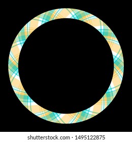 Circle borders and frames vector. Round border pattern geometric vintage frame design. Scottish tartan plaid fabric texture. Template for gift card, collage, scrapbook or photo album and portrait.
