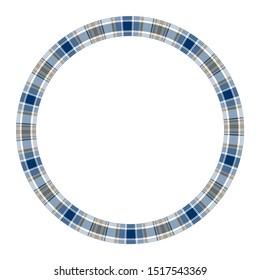 Circle borders and frames vector. Round border pattern geometric vintage frame design. Scottish tartan plaid fabric texture. Template for gift card, collage, scrapbook or photo album and portrait.
