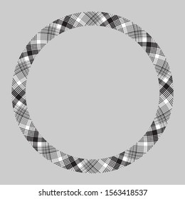 Circle borders and frames vector. Round border pattern geometric vintage frame design. Scottish tartan plaid fabric texture. Template for gift card, collage, scrapbook or photo album and portrait.

