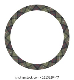 Circle borders and frames vector. Round border pattern geometric vintage frame design. Scottish tartan plaid fabric texture. Template for gift card, collage, scrapbook or photo album and portrait.
