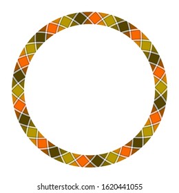 Circle borders and frames vector. Round border pattern geometric vintage frame design. Scottish tartan plaid fabric texture. Template for gift card, collage, scrapbook or photo album and portrait.
