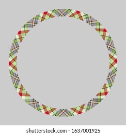 Circle borders and frames vector. Round border pattern geometric vintage frame design. Scottish tartan plaid fabric texture. Template for gift card, collage, scrapbook or photo album and portrait.
