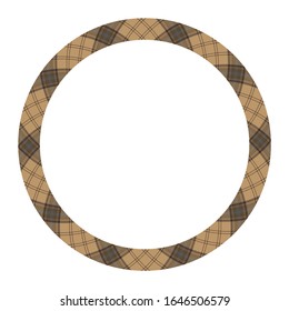 Circle borders and frames vector. Round border pattern geometric vintage frame design. Scottish tartan plaid fabric texture. Template for gift card, collage, scrapbook or photo album and portrait.
