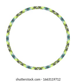 Circle borders and frames vector. Round border pattern geometric vintage frame design. Scottish tartan plaid fabric texture. Template for gift card, collage, scrapbook or photo album and portrait.
