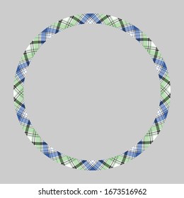 Circle borders and frames vector. Round border pattern geometric vintage frame design. Scottish tartan plaid fabric texture. Template for gift card, collage, scrapbook or photo album and portrait.
