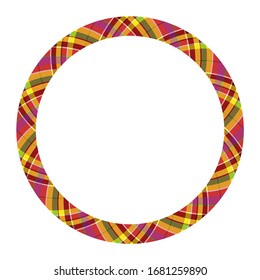 Circle borders and frames vector. Round border pattern geometric vintage frame design. Scottish tartan plaid fabric texture. Template for gift card, collage, scrapbook or photo album and portrait.
