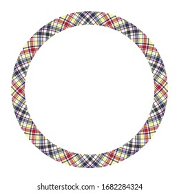 Circle borders and frames vector. Round border pattern geometric vintage frame design. Scottish tartan plaid fabric texture. Template for gift card, collage, scrapbook or photo album and portrait.
