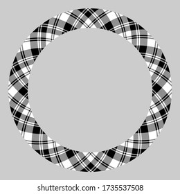 Circle borders and frames vector. Round border pattern geometric vintage frame design. Scottish tartan plaid fabric texture. Template for gift card, collage, scrapbook or photo album and portrait.
