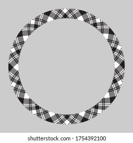 Circle borders and frames vector. Round border pattern geometric vintage frame design. Scottish tartan plaid fabric texture. Template for gift card, collage, scrapbook or photo album and portrait.
