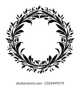 Circle Botanical Floral Frame Wreath Design Element