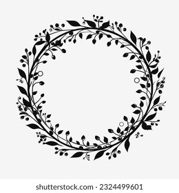 Circle Botanical Floral Frame Wreath Design Element