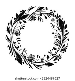 Circle Botanical Floral Frame Wreath Design Element