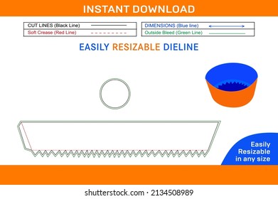 Circle box dieline template and 3D box design