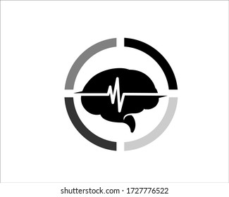 Circle brain pulse health detection logo design inspiration