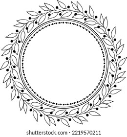 Circle branch frame on transparent background