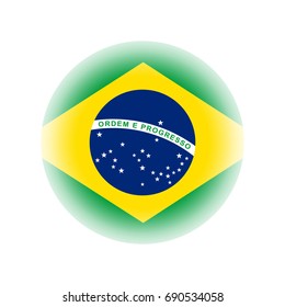 Circle Brazil flag, isolated on white background, vector illustration.