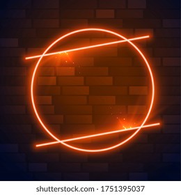 marco de neón marrón o naranja circular con espacio de texto