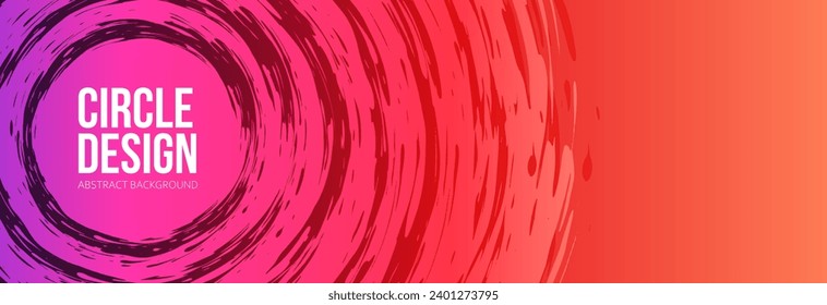 Círculo de pincel abstracto degradado grunge formas redondeadas líneas sobre fondo colorido. Ilustración vectorial elemento de diseño gráfico de líneas de banda geométrica diseño de cuadros de círculo de tinta modernos para afiches, cubierta