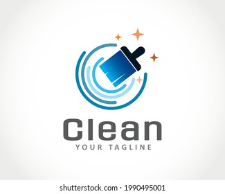 circle brush cleaning logo icon symbol design illustration