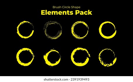 Elemento de pincel circular para el diseño. Colección de formas de círculo con diferentes variaciones.