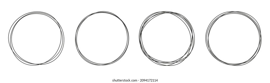 Circle brush handmade icon set. Vector.