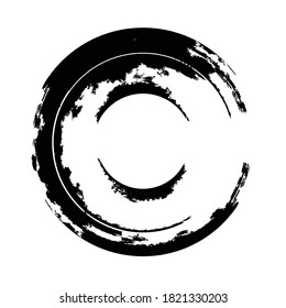 Marco de borde de roce del pincel circular. Elemento Grunge para su diseño.