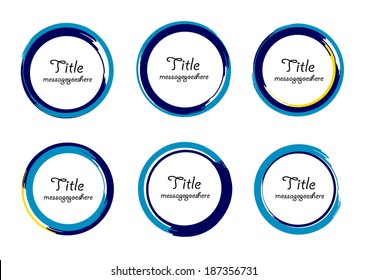 circle brush stroke frame design element set  