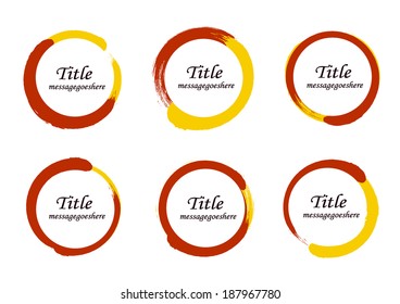 circle brush stroke frame design element set  