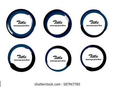 circle brush stroke frame design element set  