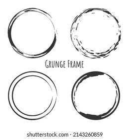 Razo del pincel circular, marco de pintura dibujado a mano para el logotipo de diseño, pancarta, tarjeta. 