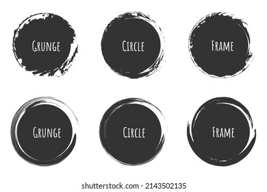 Razo del pincel circular, marco de pintura dibujado a mano para el logotipo de diseño, pancarta, tarjeta. 