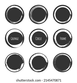 Circle brush stroke, hand drawn paint frame for design logo, banner, card. 