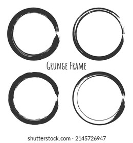 Circle brush stroke, hand drawn paint frame for design logo, banner, card. 