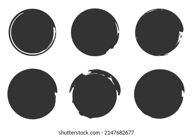 Circle brush stroke, hand drawn paint frame for design logo, banner, card. 