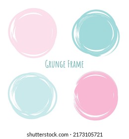 Circle brush stroke, hand drawn paint frame for design logo, banner, card. 