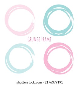 Circle brush stroke, hand drawn paint frame for design logo, banner, card. 