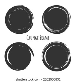 Razo del pincel circular, marco de pintura dibujado a mano para el logotipo de diseño, pancarta, tarjeta. 