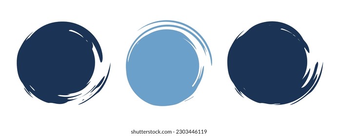 Circle brush stroke, hand drawn paint frame for design logo, banner, card. 