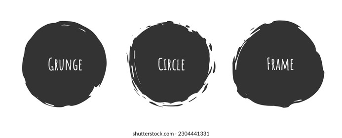 Razo del pincel circular, marco de pintura dibujado a mano para el logotipo de diseño, pancarta, tarjeta. 