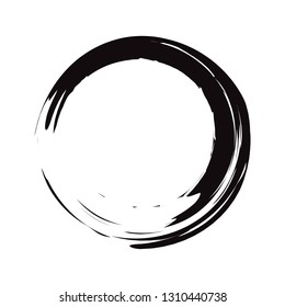 Circle brush stroke, vector. Isolated on white background. Trendy circle brush stroke for banner, stamp, seal, logo, label and design template. Creative art concept, vector illustration
