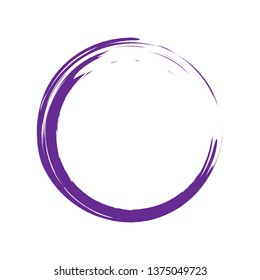 Circle brush stroke vector isolated on white background.Violet enso zen circle brush stroke. For stamp,seal, ink and paintbrush design template.  vector illustration