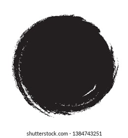 Circle brush stroke vector isolated on white background. Black circle brush stroke. For stamp, seal, ink and paintbrush design template. Round grunge hand drawn circle shape, vector illustration