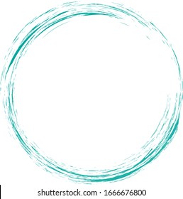 Circle brush stroke vector isolated on white background. Turquoise enso zen circle brush stroke.For stamp,seal, ink and paintbrush design template. Grunge hand drawn circle shape, vector illustration