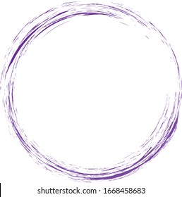 Circle brush stroke vector isolated on white background. Violet enso zen circle brush stroke.For stamp,seal, ink and paintbrush design template. Grunge hand drawn circle shape, vector illustration