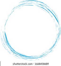 Circle brush stroke vector isolated on white background. Blue enso zen circle brush stroke.For stamp,seal, ink and paintbrush design template. Grunge hand drawn circle shape, vector illustration